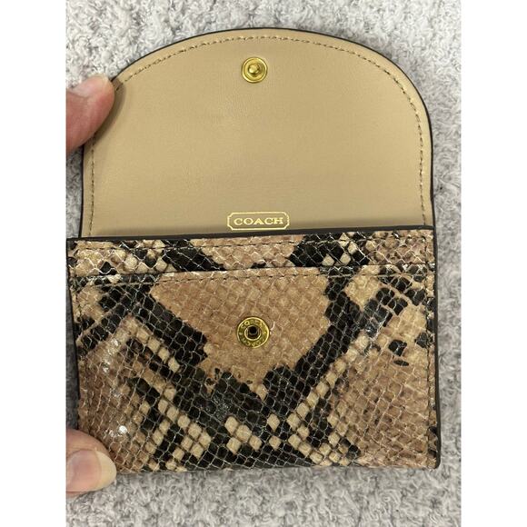 Coach Tan Leather Python Embossed Small Flap Wallet #54389 - Picture 6 of 8